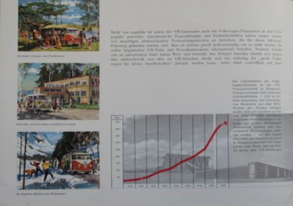 Volkswagen T1 Transporter Modellprogramm 1961 "Der große Volkswagen für kleine Gesellschaften" Automobilprospekt (4971)